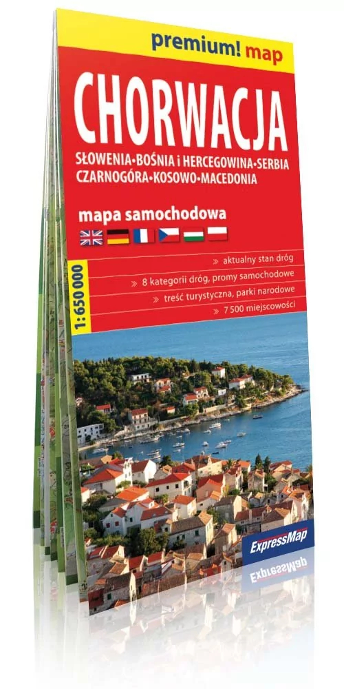 ExpressMap Chorwacja Słowenia, Bośnia i Hercegowina, Serbia, Czarnogóra, Kosowo, Macedonia. Samochodowa mapa 1:650 000 praca zbiorowa