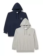 Bluzy męskie - JACK&JONES PLUS Męska bluza z kapturem JJJAXON Sweat Hood 2PK PLS MP z kapturem, granatowy blezer/pak: granatowy + LGM, 4XL, Navy Blazer/opakowanie: granatowy blezer + Lgm, 4XL - miniaturka - grafika 1