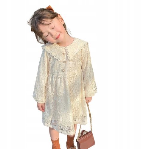 ŚLICZNA KORONKOWA SUKIENKA SUKNIA DZIECIĘCA GUZICZKI DZIEWCZĘCA 98/104