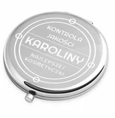 Lusterka do makijażu - Lusterko okrągłe srebrne z grawerem dla kosmetyczki na imieniny - miniaturka - grafika 1