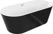 Wanny - Mexen Luna wanna wolnostojąca 170 x 80 cm, biała/czarna, przelew chrom - 52031708075-01 - miniaturka - grafika 1