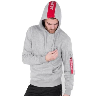 Bluza ALPHA INDUSTRIES RED STRIPE HOODY szara kaptur 178314 17-L - Bluzy męskie - miniaturka - grafika 1