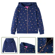 Bluzy dla dziewczynek - Bluza dziecięca z kapturem - granatowa - 128 - Bluza Dziewczęca - miniaturka - grafika 1
