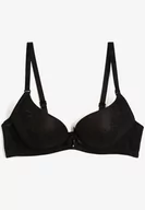 Biustonosze - Czarny Biustonosz o Fasonie Push Up z Ozdobną Kokardką i Różami Nivrine - miniaturka - grafika 1