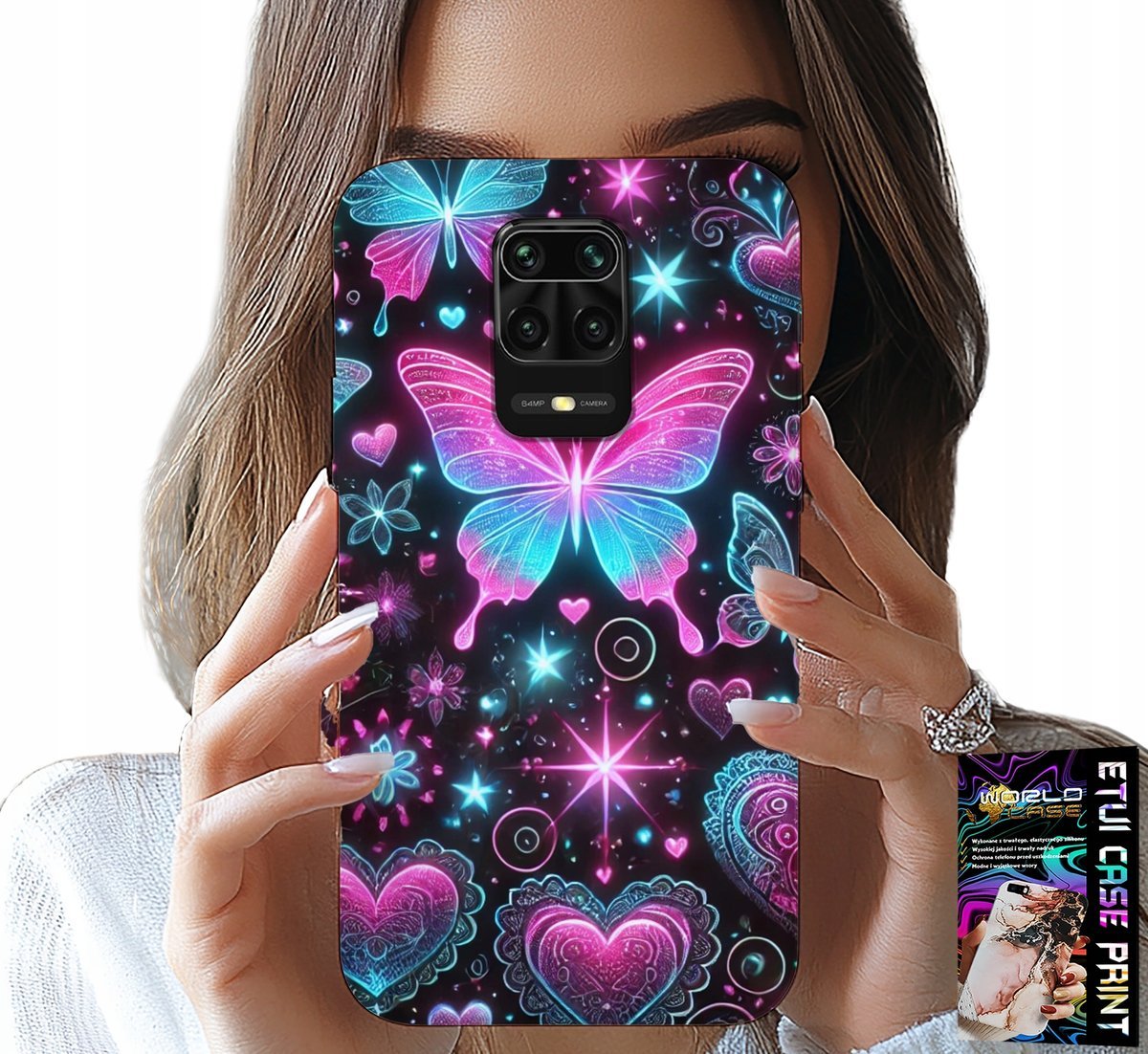ETUI DO XIAOMI NOTE 9 PRO / 9S - KOLOROWY MOTYLEK SERCE MODNE WZORY CASE