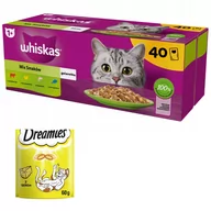 Mokra karma dla kotów - WHISKAS smaki rybne i tradycyjne 40x85g+ dreamies - miniaturka - grafika 1