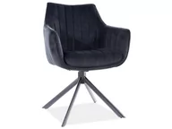 Krzesła - Krzesło obrotowe z podłokietnikami AZALIA VELVET czarny bluvel 19 - miniaturka - grafika 1