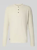 Koszulki męskie - Bluzka z długim rękawem, fakturowanym wzorem i listwą guzikową - miniaturka - grafika 1