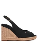Espadryle damskie - Tommy Hilfiger Espadryle Flag High Wedge Espad Slingback FW0FW09343 Czarny - miniaturka - grafika 1