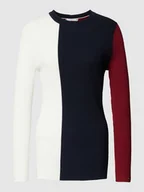 Swetry damskie - Sweter z dzianiny w stylu Colour Blocking - miniaturka - grafika 1