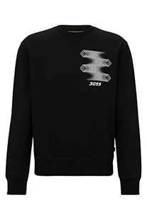 BOSS Weteam Relaxed-Fit bluza męska z mieszanki bawełny z nadrukiem w stylu wyścigowym, czarny (Black1), XXL - Bluzy męskie - miniaturka - grafika 1