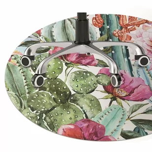 Mata na podłogę pod krzesło Kwiaty kaktusa fi100 cm - Podnóżki, podpórki, podkładki - miniaturka - grafika 1