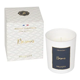 DRAEGER Paris | Biała świeca zapachowa bawełna sen "Kiss | Pomysł na prezent miłość rodzina, para, przyjaciele, przyjaźń, dziewczyna | szklany słoik | Made in France | 100% Wosk roślinny - Świece - miniaturka - grafika 1