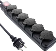 Kable - InLine® Outdoor-Steckdosenleiste, 6-fach Schutzkontakt, IP44, mit Schalter, 3m - miniaturka - grafika 1