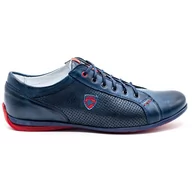 Półbuty męskie - Buty męskie skórzane casual 295J granatowe - Joker - miniaturka - grafika 1