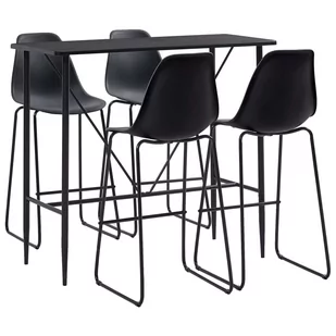 vidaXL 5-częściowy zestaw mebli barowych, plastik, czarny - Stoły z krzesłami - miniaturka - grafika 1
