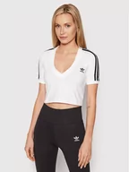 Koszulki sportowe damskie - Adidas T-Shirt Cropped Tee HC203 Biały Slim Fit - miniaturka - grafika 1