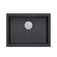 Zlewozmywaki - JOSH 110 GraniteQ zlewozmywak black diamond 59,5x45,1x21,5 cm 1-komorowy podwieszany z syfonem manualnym stal szlachetna - miniaturka - grafika 1
