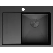 Zlewozmywaki - Mexen Exar zlewozmywak stalowy 1-komorowy z ociekaczem prawy 620 x 480 mm, czarny HC -6432621005P-70HC - miniaturka - grafika 1