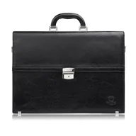Teczki i aktówki - Aktówka męska skórzana do ręki i na ramię elegancka czarna S-44-BL - miniaturka - grafika 1