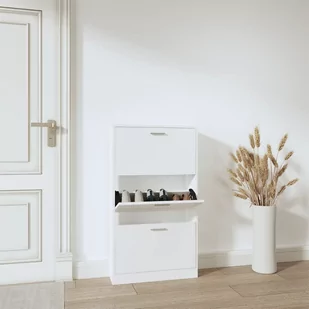 Lumarko Szafka na buty, biały, 59x17x108 cm, materiał drewnopochodny - Szafki na buty - miniaturka - grafika 1