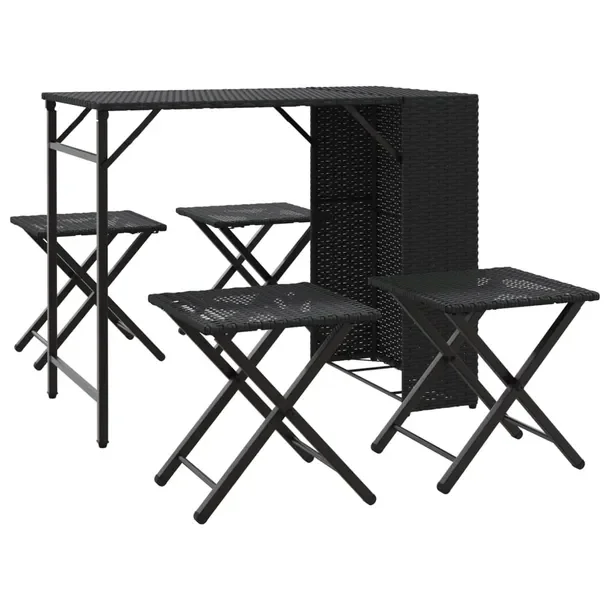 Zestaw Mebli Ogrodowych Rattan PE Czarny 90x55x73 cm
