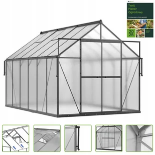 Szklarnia Ogrodowa Poliwęglan Duża Slide-In 370x244cm Czarna UV - Szklarnie ogrodowe - miniaturka - grafika 1