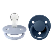 Smoczki uspokajające - Bibs De Lux, smoczek uspokajający, silikonowy, okrągły, rozmiar one-size, Dusty Blue & Steel Blue, 0-36 miesięcy, 2 sztuki - miniaturka - grafika 1