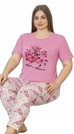 Piżamy damskie - Piżama damska Cotton More RÓŻOWA kwiaty r. XXL - miniaturka - grafika 1