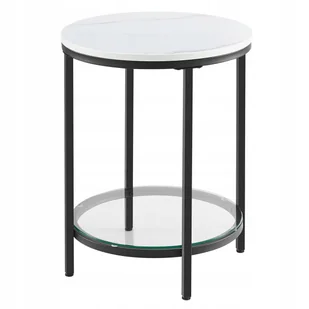 Stolik nocny 2 poziomy efekt białego marmuru 55cm - Ławy i stoliki kawowe Stolik nocny 2 poziomy efekt białego marmuru 55cm - Ławy i stoliki kawowe - miniaturka - grafika 1