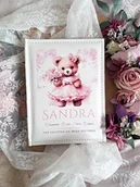 Pamiątka Chrztu Świętego - ALBUM MISIA Z KWIATAMI z metryczką, prezent na chrzest, roczek, narodziny - miniaturka - grafika 1