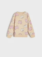 Swetry dla dziewczynek - Sinsay - Bluza z kotami - beżowy - miniaturka - grafika 1