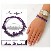 Bransoletki - Bransoletka Z Naturalnego Ametystu Na Sznurku - miniaturka - grafika 1