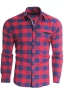 Koszule męskie - Koszula męska długi rękaw rl43 - czerwona - Risardi - miniaturka - grafika 1