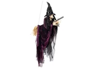 Halloween - Dekoracja wisząca Czarownica na miotle - 65 cm - 1 szt. - miniaturka - grafika 1