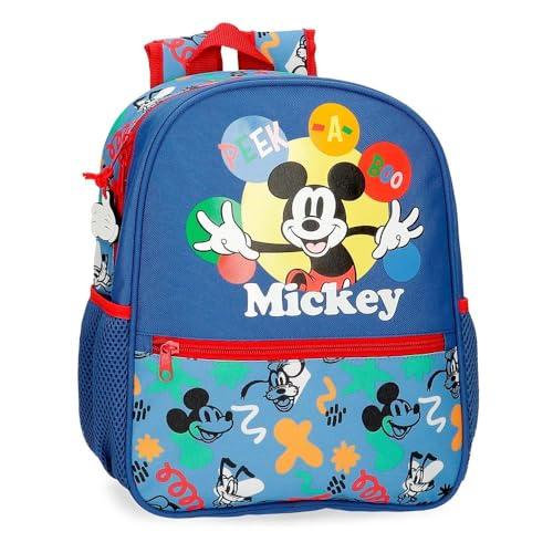 Joumma Disney Mickey Peek a Boo Plecak szkolny adaptacyjny do wózka niebieski 27x33x11 cm Poliester 9,8L, Niebieski, Plecak szkolny z możliwością dostosowania do wózka