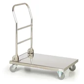 Wózki magazynowe - B2B Partner Nierdzewny wózek platformowy ze składaną rękojeścią, 820x520 mm WT-B00102 - miniaturka - grafika 1