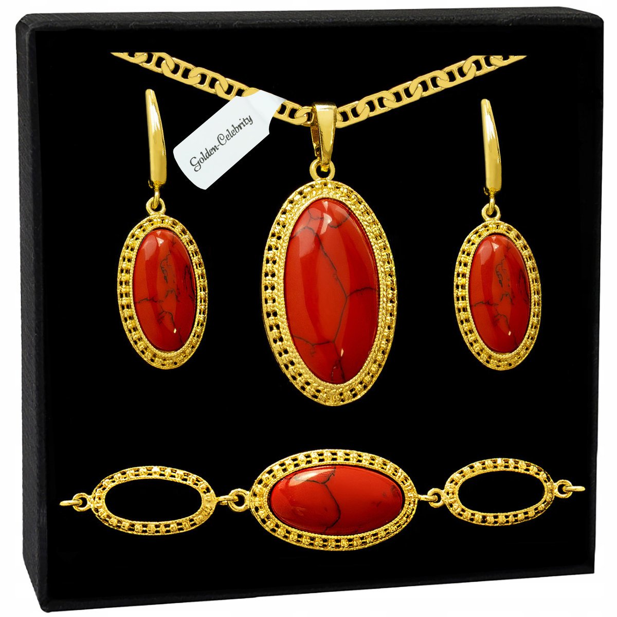 ZŁOTY KOMPLET BIŻUTERII NASZYJNIK WISIOREK 925 BRANSOLETKA + KOLCZYKI 55 CM