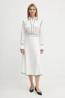 Sukienki - Karl Lagerfeld sukienka kolor biały midi rozkloszowana A3W13021 - miniaturka - grafika 1