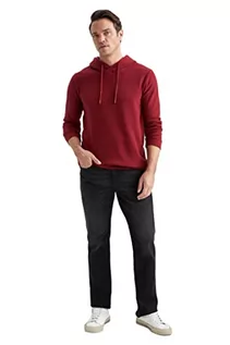 Swetry męskie - DeFacto Męski sweter z długim rękawem - okrągły dekolt bluza męska (bordowy melanż, XL), Bordo melanż, XL - grafika 1