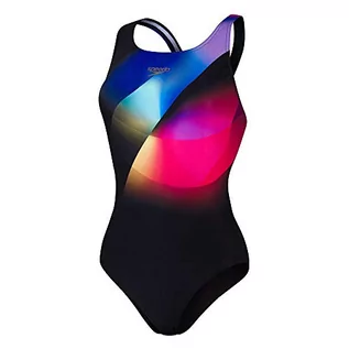 Stroje kąpielowe - Speedo Placement Digital Powerback Kostium kąpielowy Kobiety, neonrays black/violet DE 40 | UK 36 2020 Stroje kąpielowe 68-06187F360-40 - grafika 1