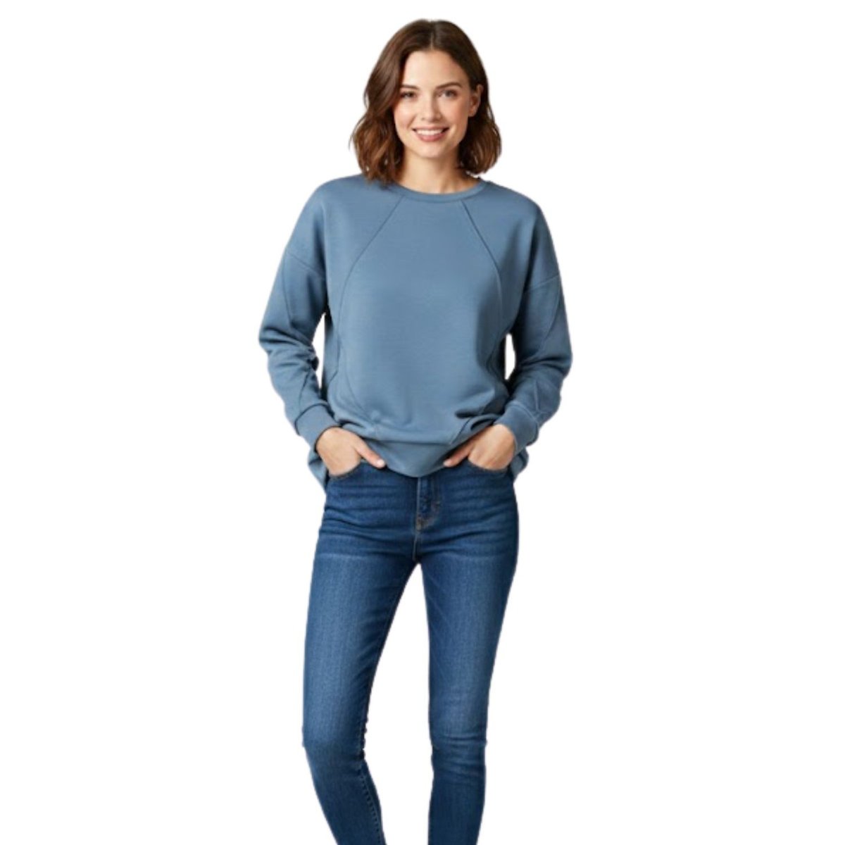 Bluza damska Vila Sif L/S Top niebieska z przeszyciami luźna-S