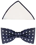 Krawaty i muchy męskie - Granatowa muszka męska w białe grochy A4 - miniaturka - grafika 1