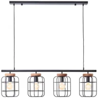Lampy sufitowe - Brilliant lampa wisząca Gwen 4 żarówki czarny stal/drewno aluminium czarny 4x A60, E27, 40 W - miniaturka - grafika 1