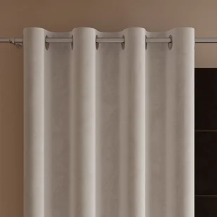 Gotowa zasłona z miękkiej welwetowej tkaniny Velvi, kolor ciepły jasny szary na przelotkach, rozmiar: 140x260 cm - Zasłony - miniaturka - grafika 1