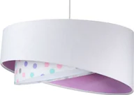 Lampy sufitowe - Lampa wisząca Lumes Biało-różowa welurowa lampa wisząca w groszki - EXX02-Berina - miniaturka - grafika 1