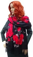 Apaszki i szaliki damskie - Szalik szal z frędzlami w róże brązowe liście DOR-1B - miniaturka - grafika 1
