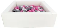 Suche baseny - Kwadratowy suchy basen z ekoskóry z 200 piłeczkami (biały/biały, transparentny, pudrowy róż, szary) - miniaturka - grafika 1