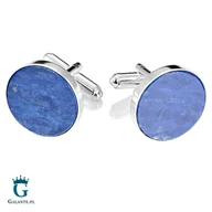 Spinki do mankietów i krawatów - Srebrne spinki do mankietów z lapis lazuli SMK-003 - miniaturka - grafika 1