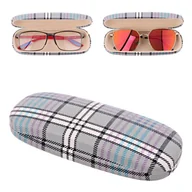 Akcesoria do okularów - Etui na okulary Futerał ET-112 szare w kratę - miniaturka - grafika 1